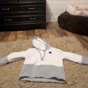 Cozy White and Gray Sherpa Hoodie